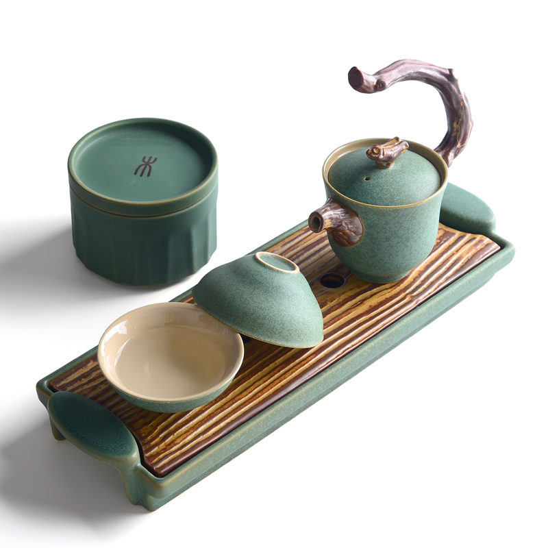 Kung fu tea set two small suit a pot of two ceramic tea tray household contracted office teapot dry tea table