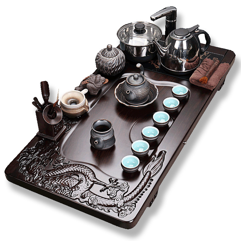 Xin arts margin ebony wood tea tray kunfu tea sea purple sand tea set four unity of a complete set of tea cups elder brother up