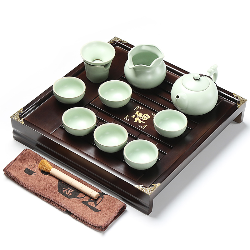 Xin arts solid wood edge square small wooden tea tray saucer kung fu tea sets purple sand your up of a complete set of tea service