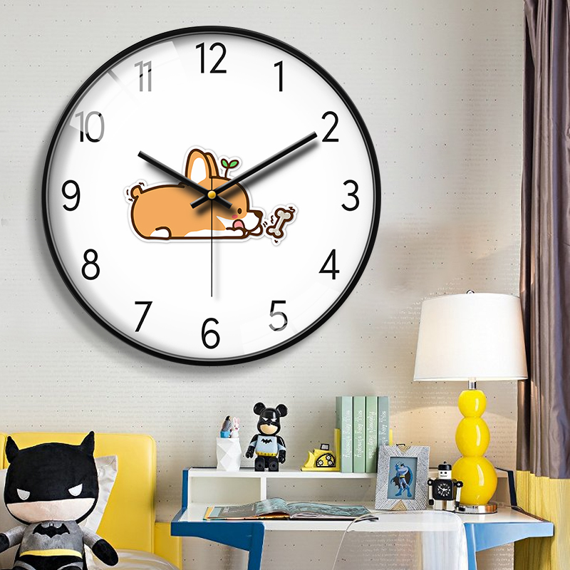 Cartoon cute children's room wall clock living room bedroom creative simple mute clock clock clock hanging wall kindergarten