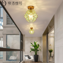 All copper glass aisle lamp ceiling lamp balcony corridor entrance hall bedside single Chandelier Creative Personality light luxury