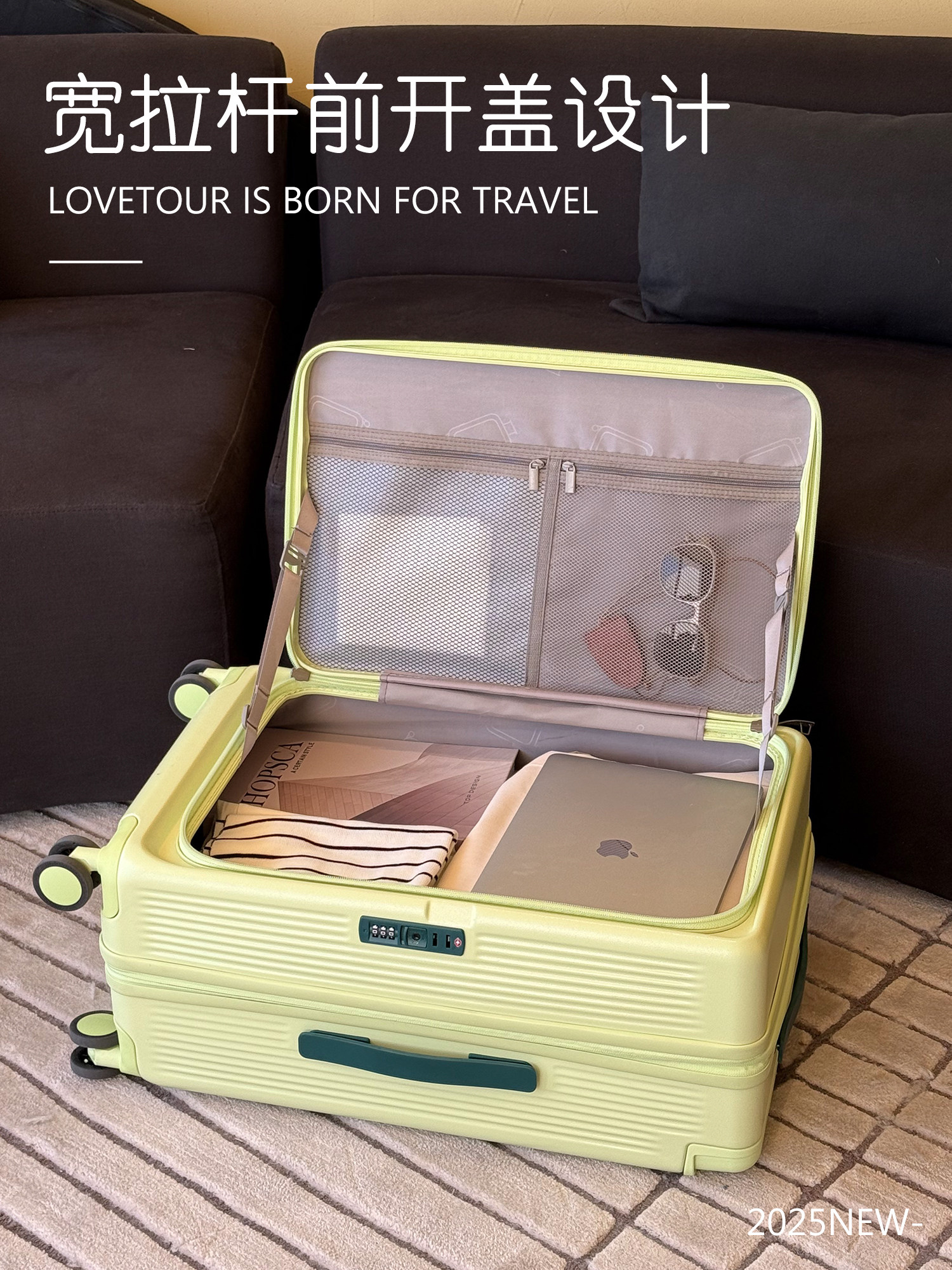 Wide Handle Suitcase for Women 2025 New Model Side-Opening Cover Boarding Expandable Multifunctional Travel Password Suitcase for Men 24