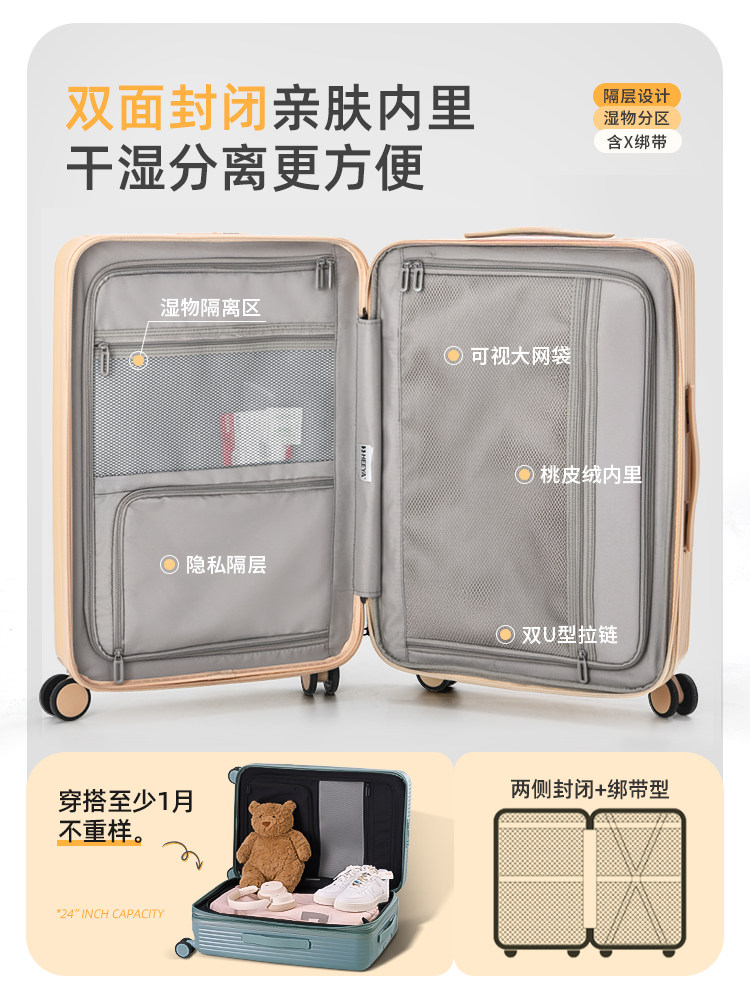 Expandable Suitcase Trolley Case 20inch Carry-On Suitcase 24 Travel Suitcase Explosion-Proof Zipper Durable Large Capacity Unisex