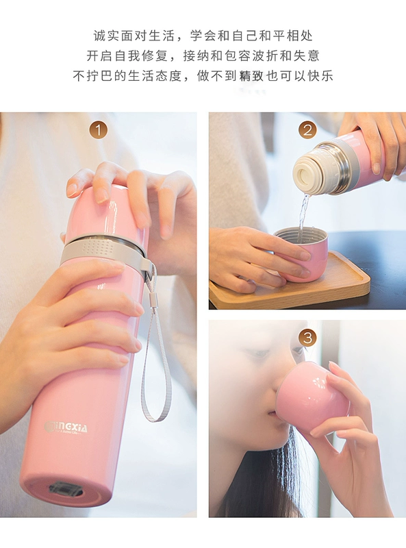 Cốc cách nhiệt lưới đỏ ly nữ sinh viên in hình Hàn Quốc thời trang mới 2018 siêu lửa mới