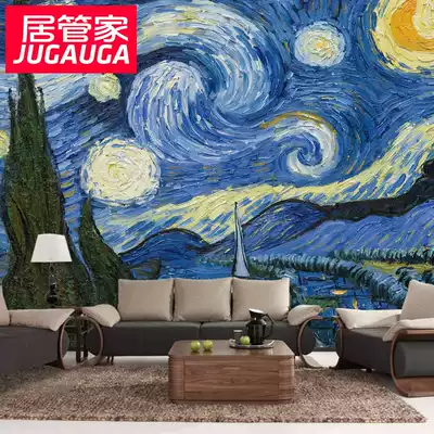 Home butler Van Gogh starry sky famous painting oil painting large seamless mural custom living room background wall wall cloth wallpaper