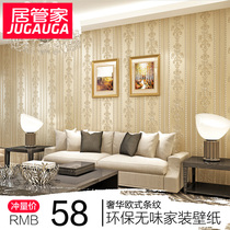 3D three-dimensional precision pressure environmental protection simple modern vertical stripe bedroom wallpaper European style non-woven living room background wall wallpaper