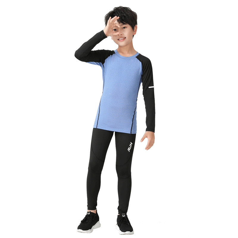 新品儿童紧身衣训练服速干衣男童秋冬篮球足球打底运动健身服套装