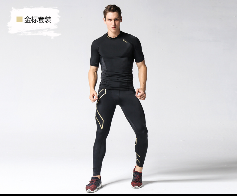 Mới chạy nén quần áo ngắn- tay người đàn ông thể thao phù hợp với nhanh chóng làm khô căng quần quần áo tập thể dục quần yoga nam