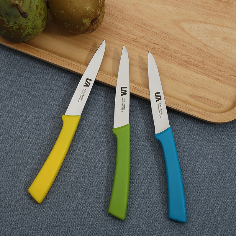 Longma plastic handle water fruit knife stainless steel kitchen home melon and fruit knife paring knife with knife set with knife