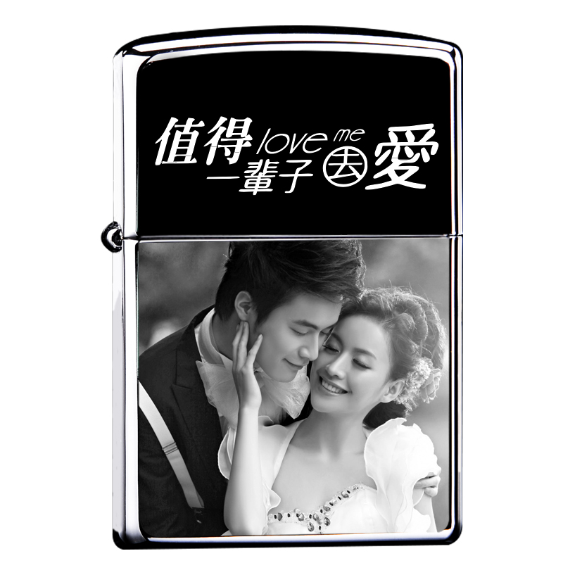 Lighter zippo genuine original black ice photo diy custom lettering limited kerosene Valentine's Day men