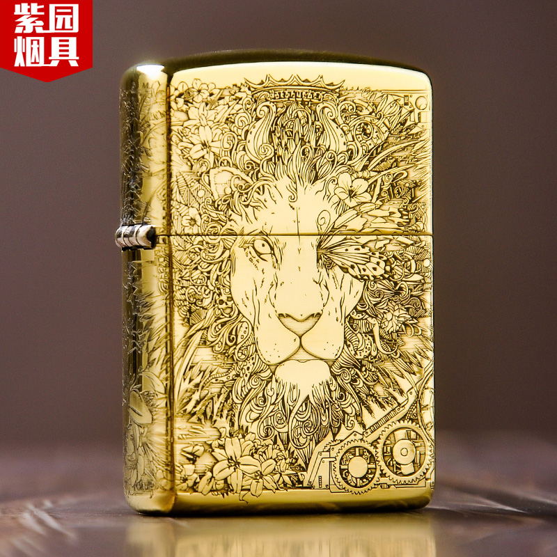 zippo lighter pure copper armor punk lion American original genuine kerosene men zppo