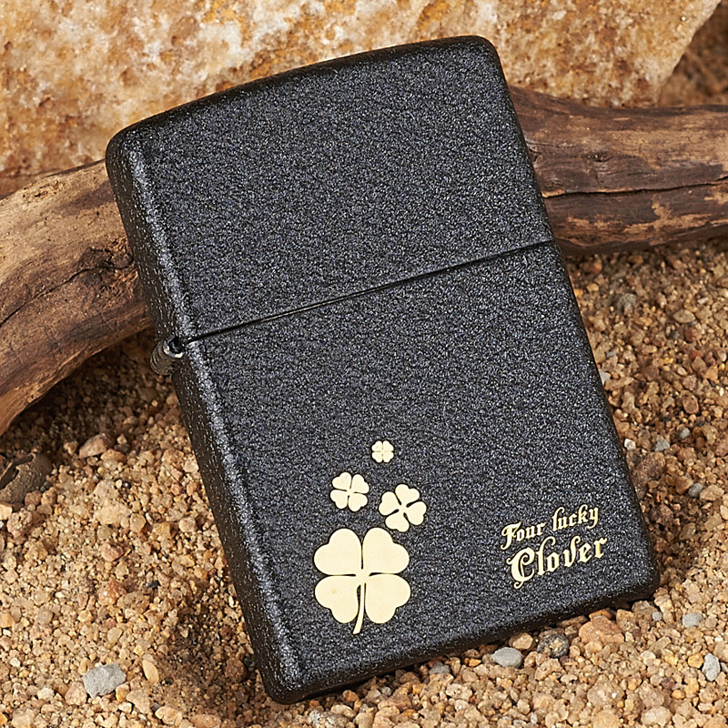 Lighter zippo genuine black crack paint lucky clover zppo lighter men's lettering limited