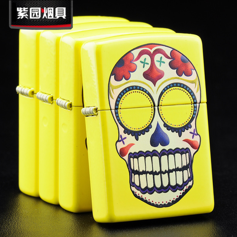 ZIPPO lighter genuine yellow matte paint clown skull 24894 zippo American original limited edition