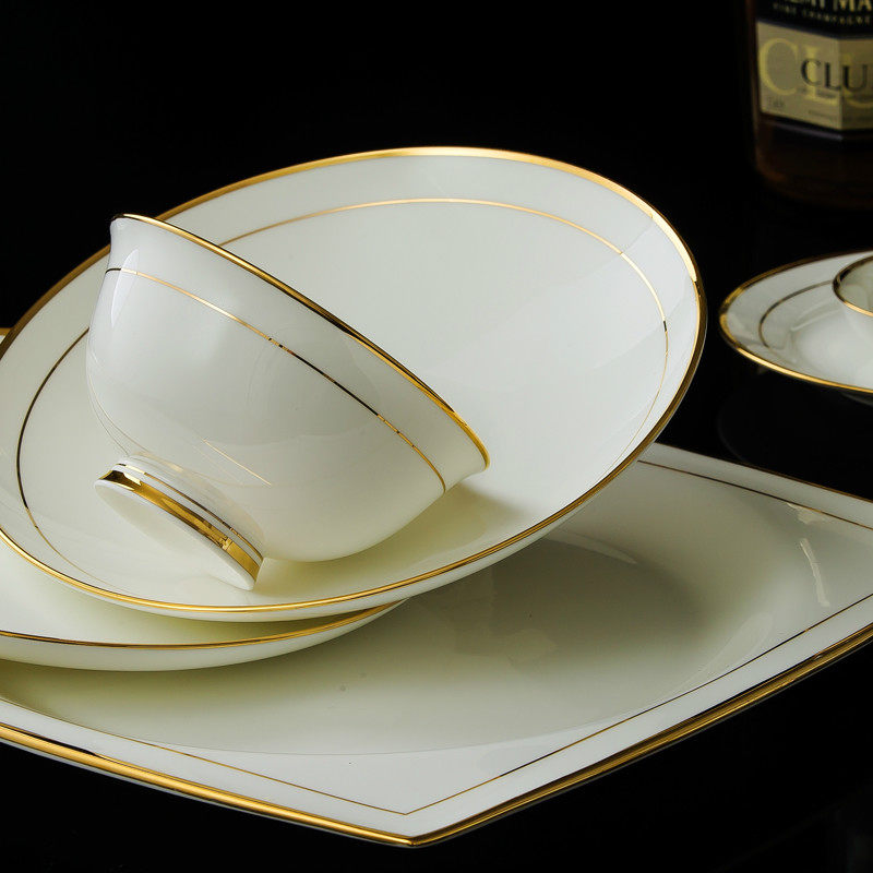 Jingdezhen ceramic tableware suit household European dishes plate combination meals contracted western - style food ceramic 62 head