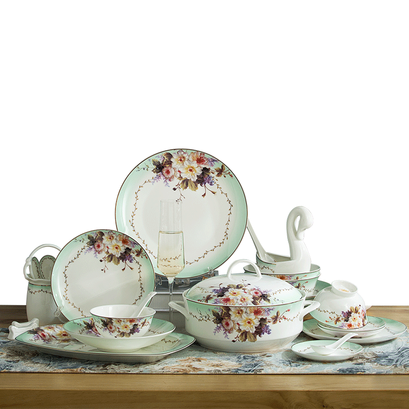 Jingdezhen porcelain tableware suit household ceramics 58 ipads head ou bowl dish up phnom penh dish Chinese style wedding gift