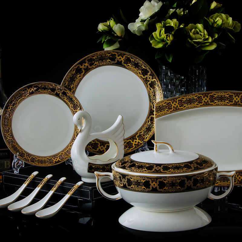 Jingdezhen ceramics tableware suit ipads bowls plate cordless European - style up phnom penh contracted I Chinese dishes