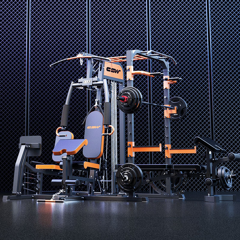 Creative thinking three-person station comprehensive trainer multi-functional large-scale strength equipment training set combination fitness equipment