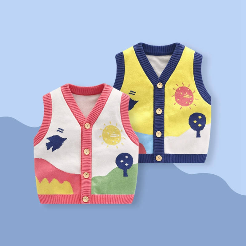Baby Vest Autumn Boy Baby Vest Clothes Infant Spring and Autumn Children's Sweater Vest Shoulder Jacket Female