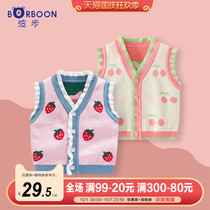 Baby autumn cotton knitted baby vest cardigan vest girl coat waistcoat waistband children wear horse clip autumn and winter