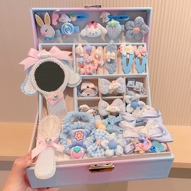 ອຸປະກອນເສີມຜົມຂອງເດັກນ້ອຍ set gift box girl birthday gift hairpin little princess jewelry box 61 Children's Day gift