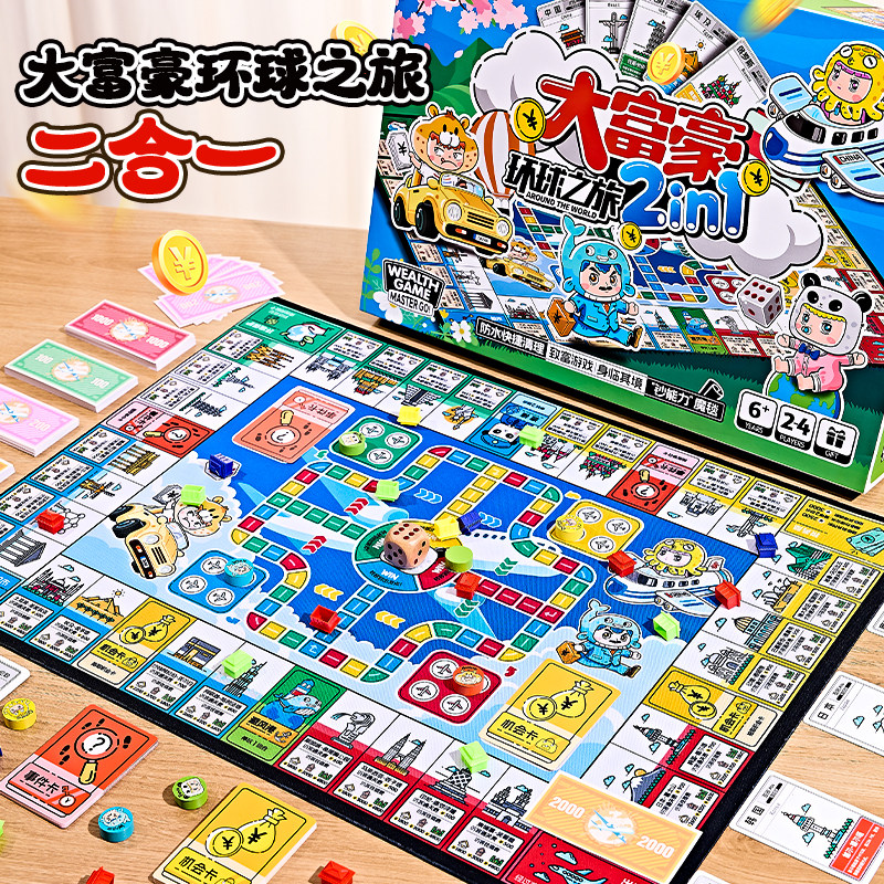 Детская подлинная настольная игра Large Rich Man World Tour Deluxe Edition Летающие шахматы, настольный коврик, подарок для студентов Изображение 1