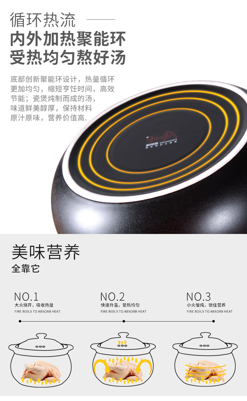 雅诚德 家用砂锅炖锅 3.5L 不挑灶 图5
