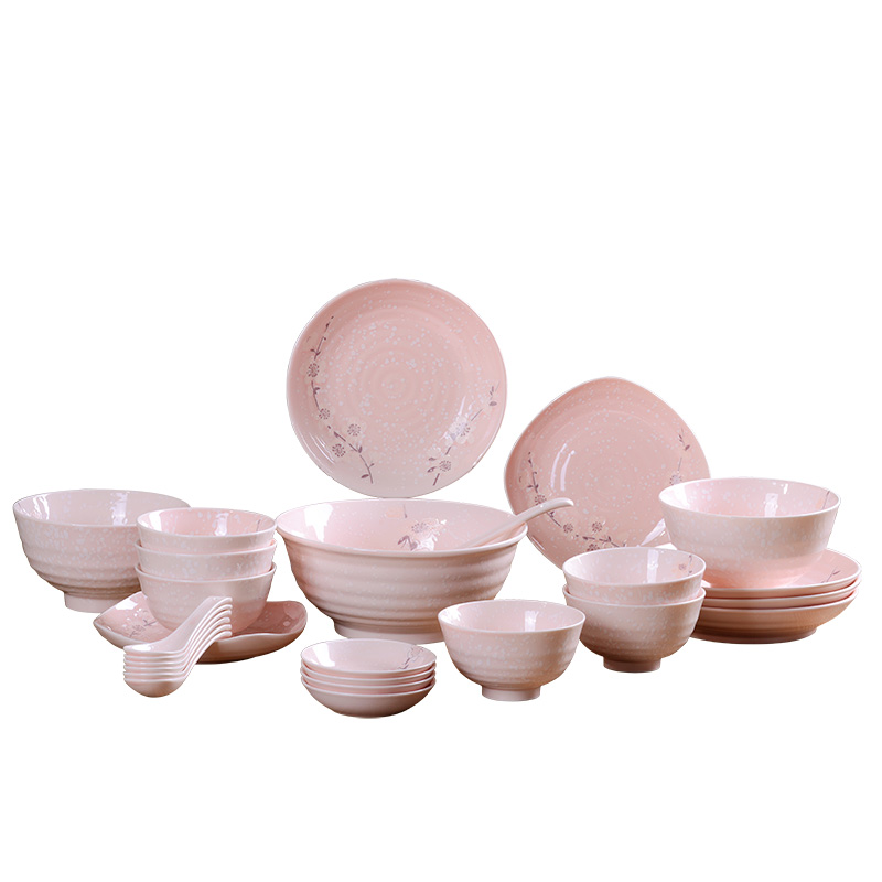 Ya cheng DE under the glaze color 】 【 household ceramics tableware suit Japanese microwave dishes millet rice bowl spoon