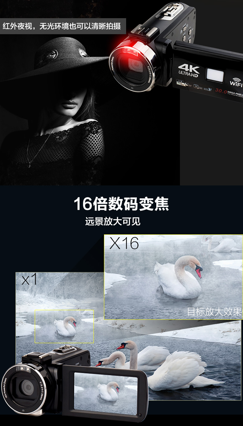 XINBAI mới Máy ảnh kỹ thuật số độ phân giải cao D380 4K Máy quay video chuyên nghiệp DV camera du lịch tại nhà chụp ảnh cưới nhanh - Máy quay video kỹ thuật số máy quay phim cầm tay