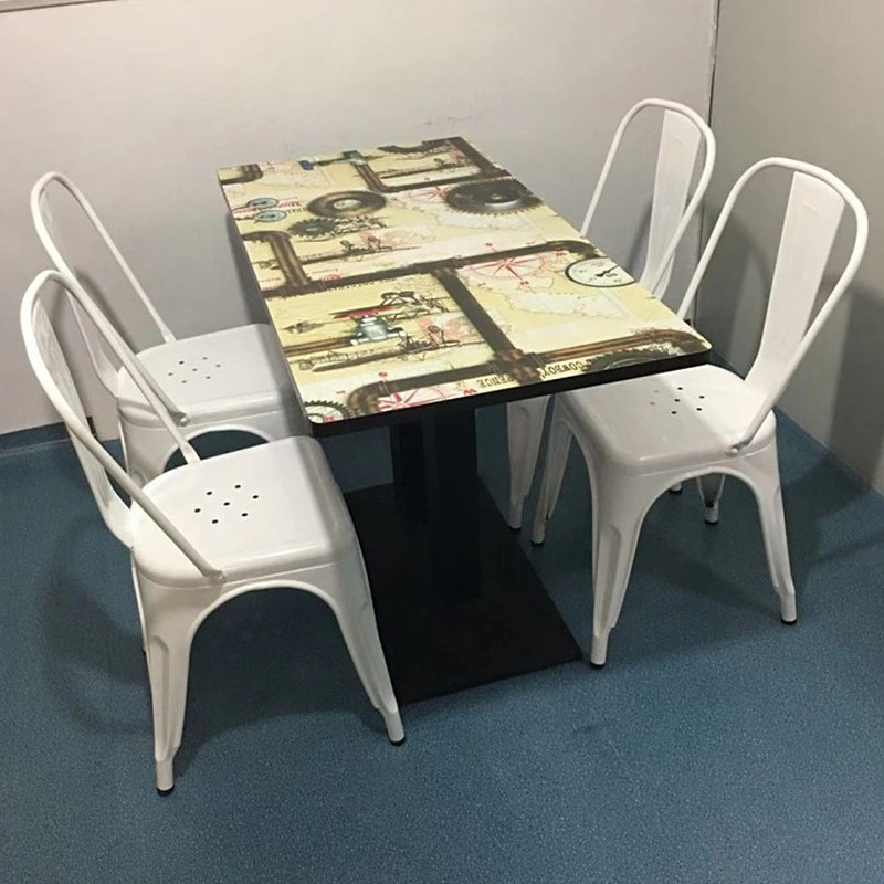 Bàn ăn nhanh đơn giản Bàn ăn hình chữ nhật Bàn ăn nhẹ retro quán trà quán cà phê căng tin nhà hàng - Bàn bàn xếp thông minh