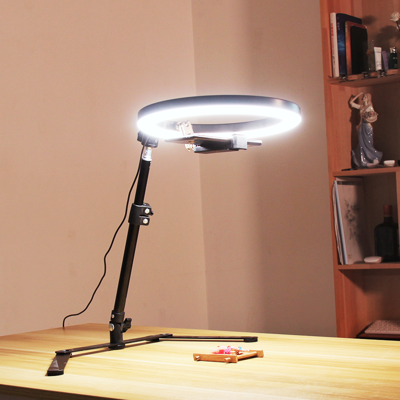 Mobile phone overhead shooting bracket desktop live broadcast with goods fill light hand-made video selfie jewelry HD learning retractable folding video shooting equipment full set