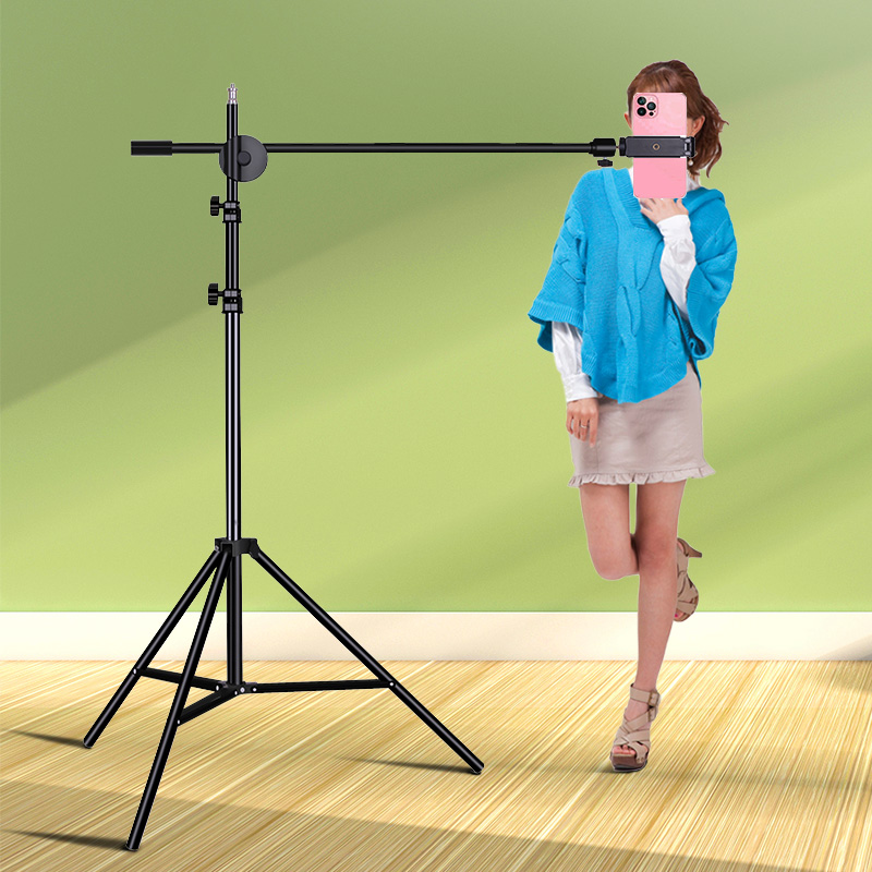 Floor Live Bracket Crossbar Vertical Overhead Shot Telescopic Tripod Camera Musical Instrument Painting Food Piano Online Class Teaching Multifunctional Video Self-shooting Equipment Support Frame Mobile Phone Clip