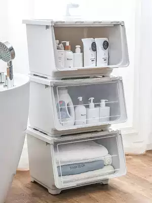 Side opening storage box Plastic king-size finishing box can be superimposed storage box living room toy oversized storage box