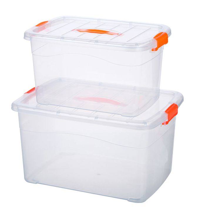 Transparent plastic storage and finishing box King-size thickened toy clothes covered storage box Household storage box