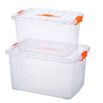 Transparent plastic storage and finishing box King-size thickened toy clothes covered storage box Household storage box