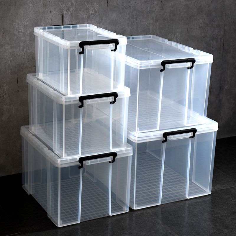 Extra large transparent plastic clothes storage box thick transparent covered toy storage box finishing box storage box