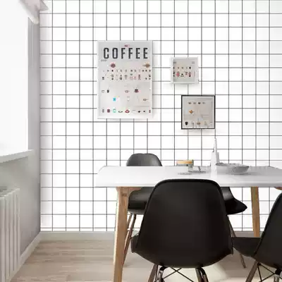 Nordic ins black and white square grid wallpaper self-adhesive wallpaper net celebrity anchor living room background wall paper clothing store