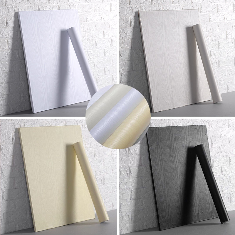 Imitation white wood grain stickers thickened self-adhesive wallpaper waterproof wardrobe door desktop old furniture renovation paste Boeing film