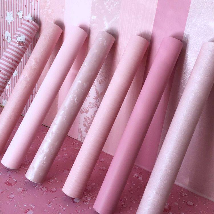 Waterproof Nordic pink white wallpaper self-adhesive 10m dormitory wallpaper college student bedroom warm stickers wallpaper stickers