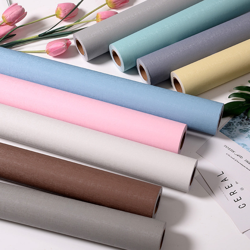 Wallpaper self-adhesive bedroom warm pvc pure blue gray dormitory furniture refurbished sticker waterproof wallpaper