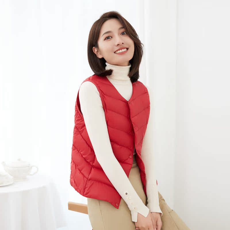 Govan light down jacket vest ladies short 2021 winter new Korean version with sleeveless white duck down tide