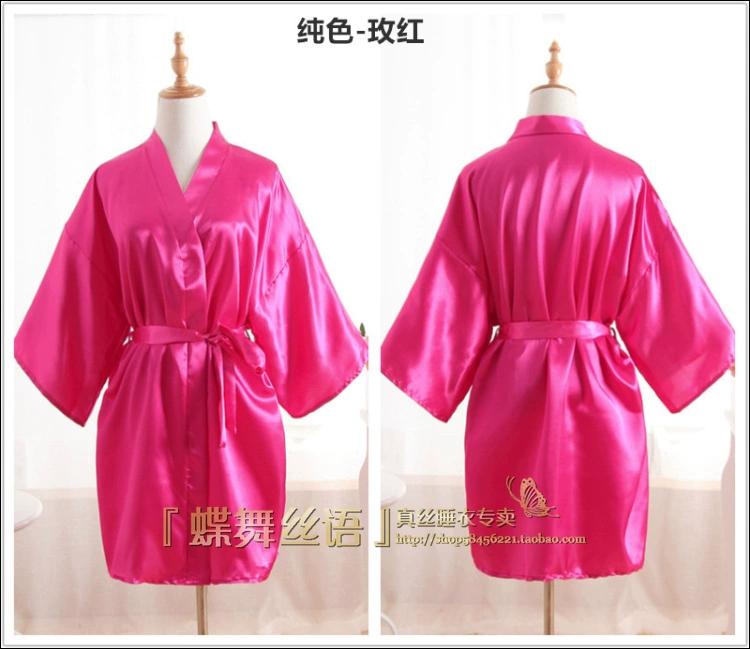 Áo tắm kimono màu Nhật Bản Áo choàng ngắn tay nữ áo choàng lụa Mô phỏng đơn giản Bộ đồ ngủ bằng lụa áo choàng ngủ nam