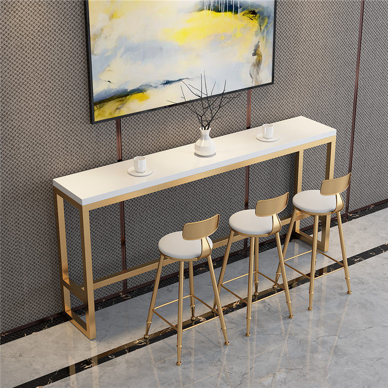 Nordic light extravaganza by wall bar tables Home modern narrow strip solid wood High foot table milk tea shop Bar table and chairs Composition