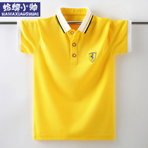 Childrens clothing Boys short-sleeved T-shirt summer clothes Middle and large childrens childrens foreign style t-shirt Polo shirt lapel top summer yellow tide
