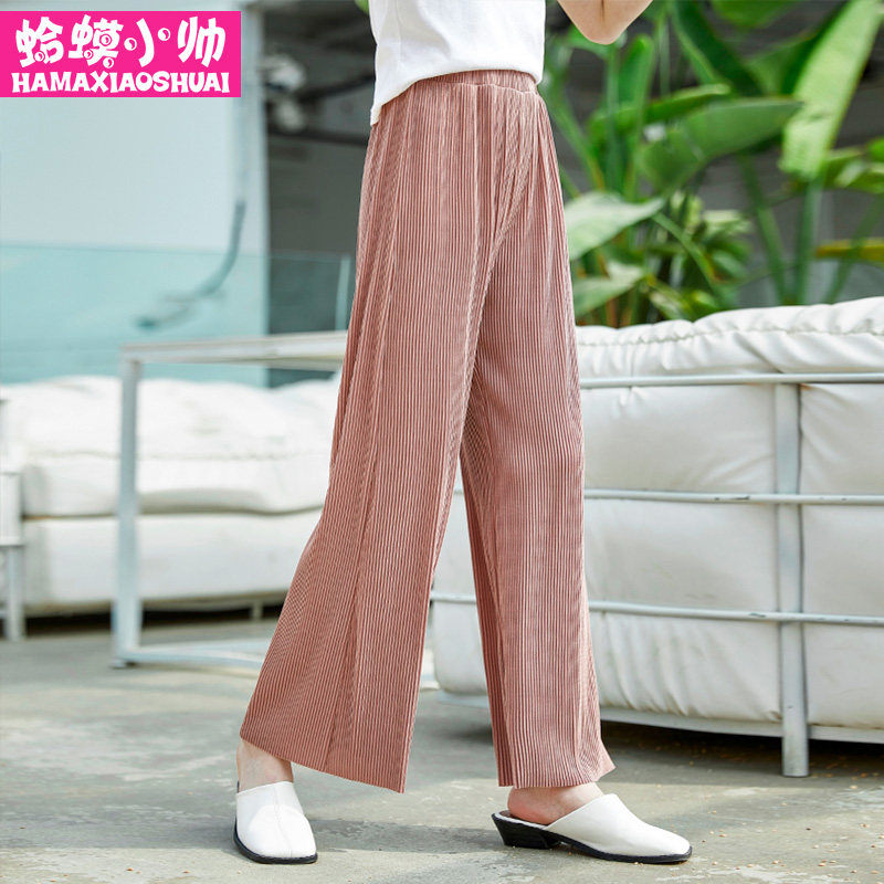 Girl Straight Cylinder Ice Silk Broadlegged Pants 2022 Summer Korean version CUHK Girl girl casual pants thin anti-mosquito pants