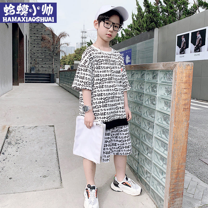 Boy Summer Suit 2022 New Tide Boy Dress Boy Foreign Palate Boy Net Red Handsome Boy Two Sets