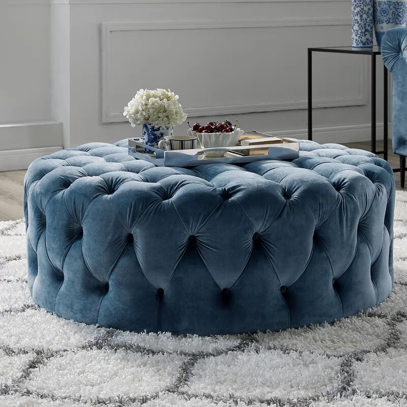 American light luxury fabric changing shoe stool clothing store sofa stool small pier cloakroom stool living room round foot stool
