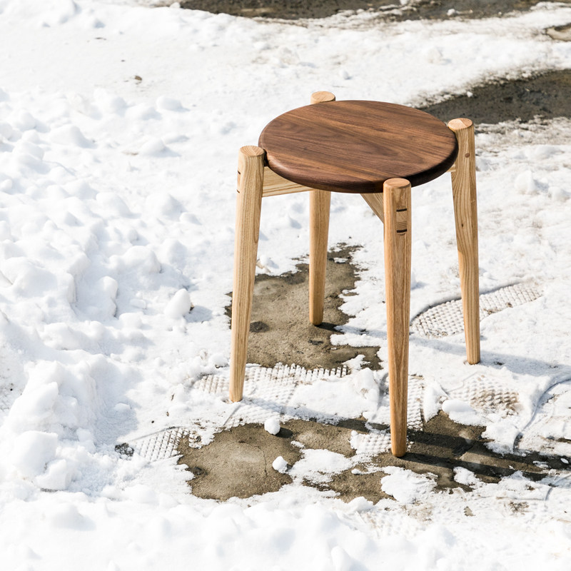 Black walnut solid wood round stool dining chair makeup stool living room study chair North American black walnut tenon and mortise solid wood for easy storage