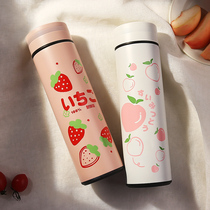 Large capacity thermos cup Cute portable simple Japanese ins Harajuku wind girl student intelligent thermos cup