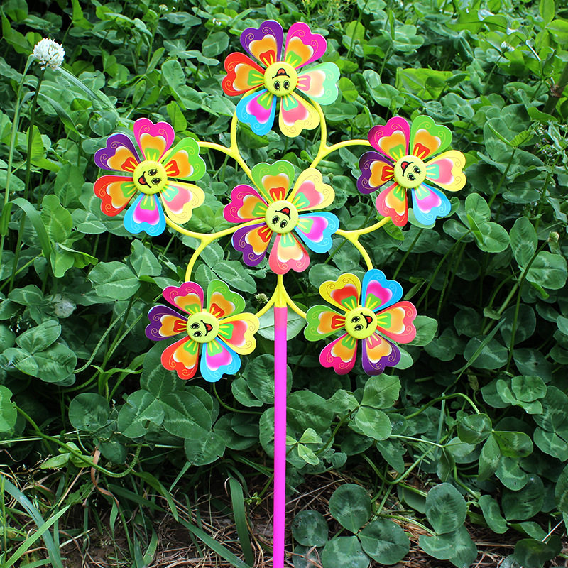 Children 6 rounds of smiling faces Traditional large windmills Toys Hot Selling Cartoon Pattern Windmills Colorful Toys Wholesale