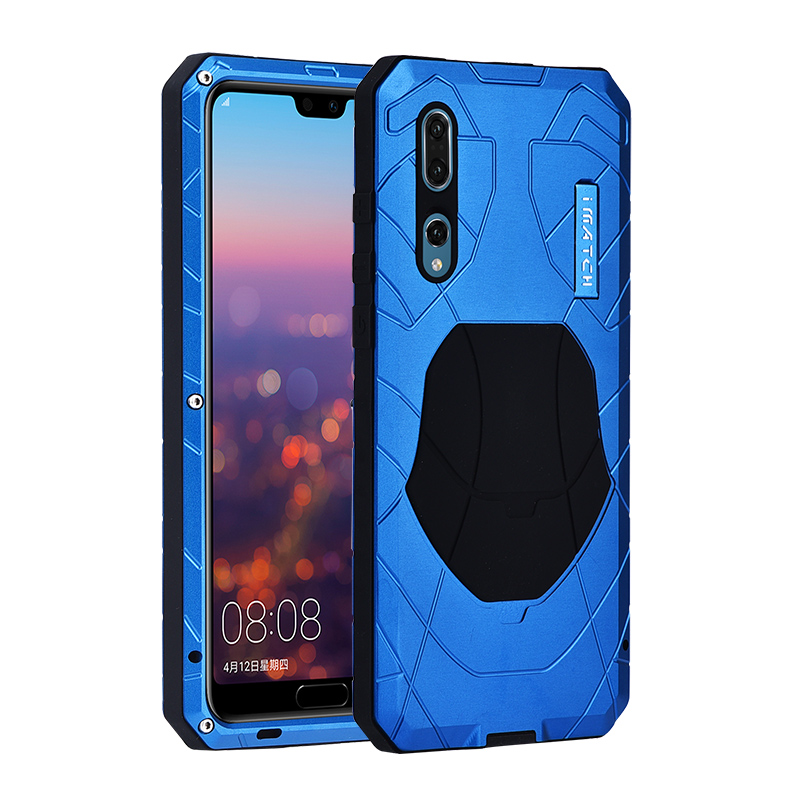 iMatch Water Resistant Shockproof Dust/Dirt/Snow-Proof Aluminum Metal Military Heavy Duty Armor Protection Case Cover for Huawei P20 & Huawei P20 Pro